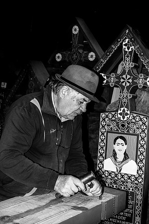 Carving Wooden Headstones, Romania